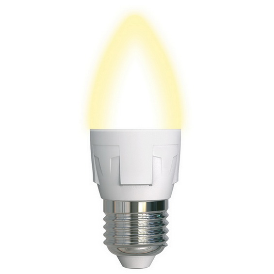 Лампа светодиодная Uniel Яркая LED-C37 7W/3000K/E27/FR/DIM PLP01WH диммируемая матовая 3000K