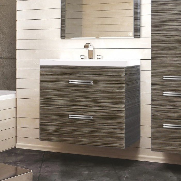 Тумба подвесная с раковиной Style Line Лотос 80 Plus шелк зебрано