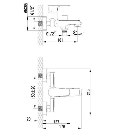 Смеситель для ванны Lemark Plus Factor LM1612C