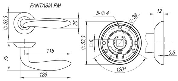 Ручка дверная Fuaro Fantasia RM SN/CP-3