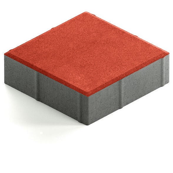 Тротуарная плитка Steingot Практик 60 из белого цемента с частичным прокрасом квадрат красная 200х200х60 мм