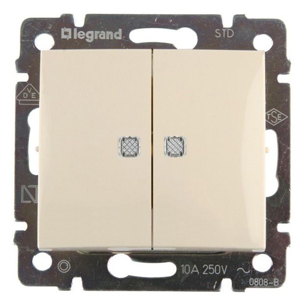 Механизм выключателя Legrand Valena 774328 двухклавишный c индикатором Слоновая кость