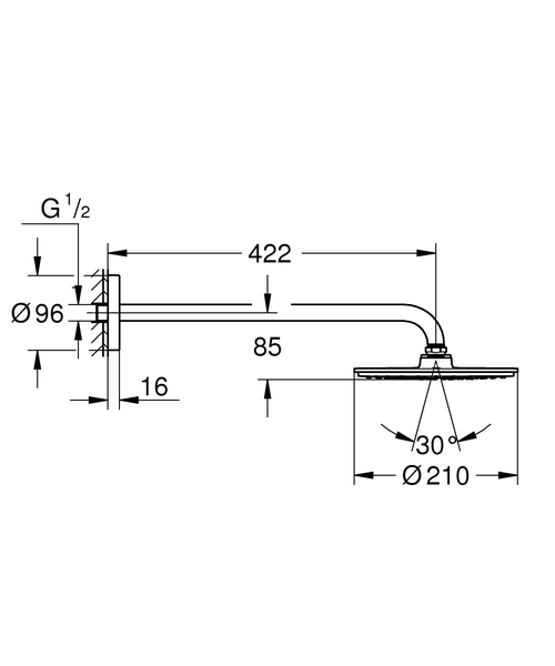 Верхний душ Grohe Rainshower Cosmopolitan 26171000 с душевым кронштейном