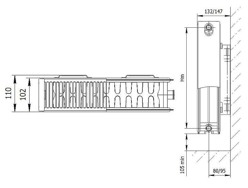 Радиатор стальной Axis Ventil 22 500х800 мм с нижним правым подключением