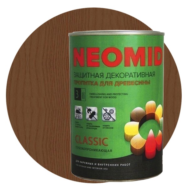 Пропитка для древесины Neomid Bio Color Classic Орех 0,9 л