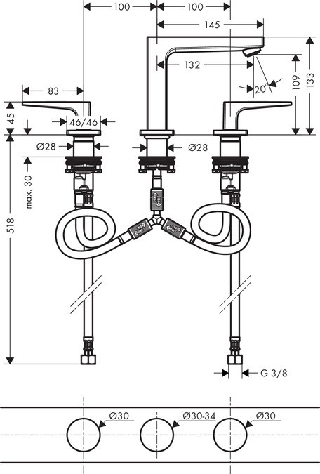 Смеситель для раковины Hansgrohe Metropol 74514000