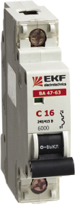 Автоматический выключатель EKF ВА 47-63, 1п (ЭКФ)/63А (С) 6кА 