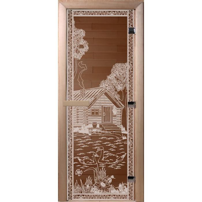 Дверь для сауны стеклянная Doorwood DW00918 Банька в лесу бронза 700х1900 мм 