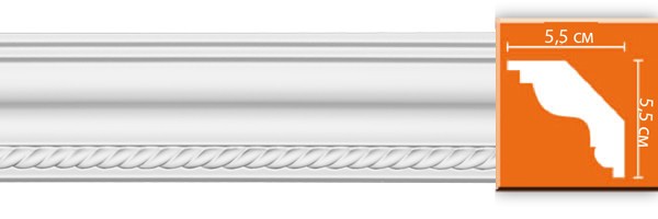 Плинтус потолочный полиуретановый Decomaster DT-138F 2400х55х55 мм