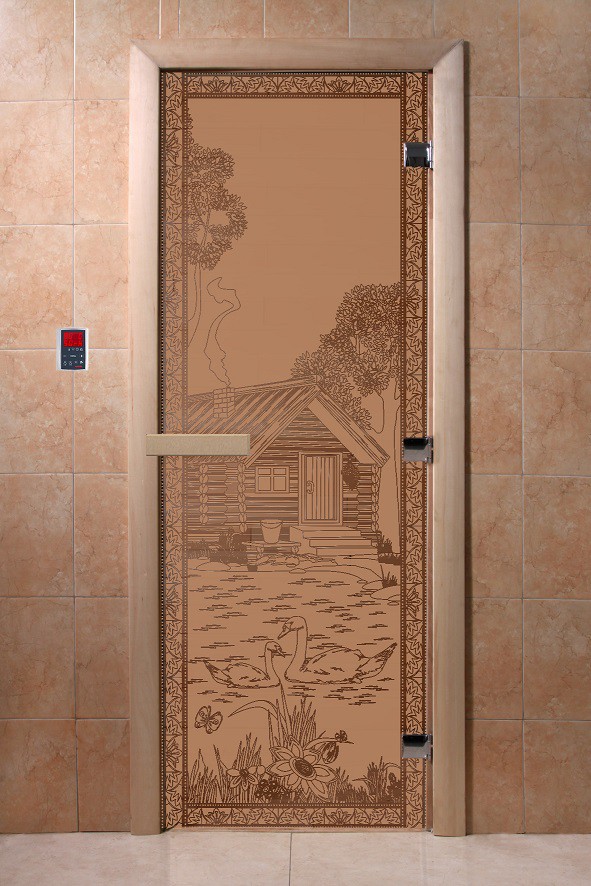 Дверь для сауны стеклянная Doorwood DW00922 Банька в лесу бронза матовая 800х2000 мм 