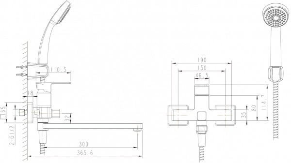 Смеситель для ванны Bravat Riffle F672106C-LB
