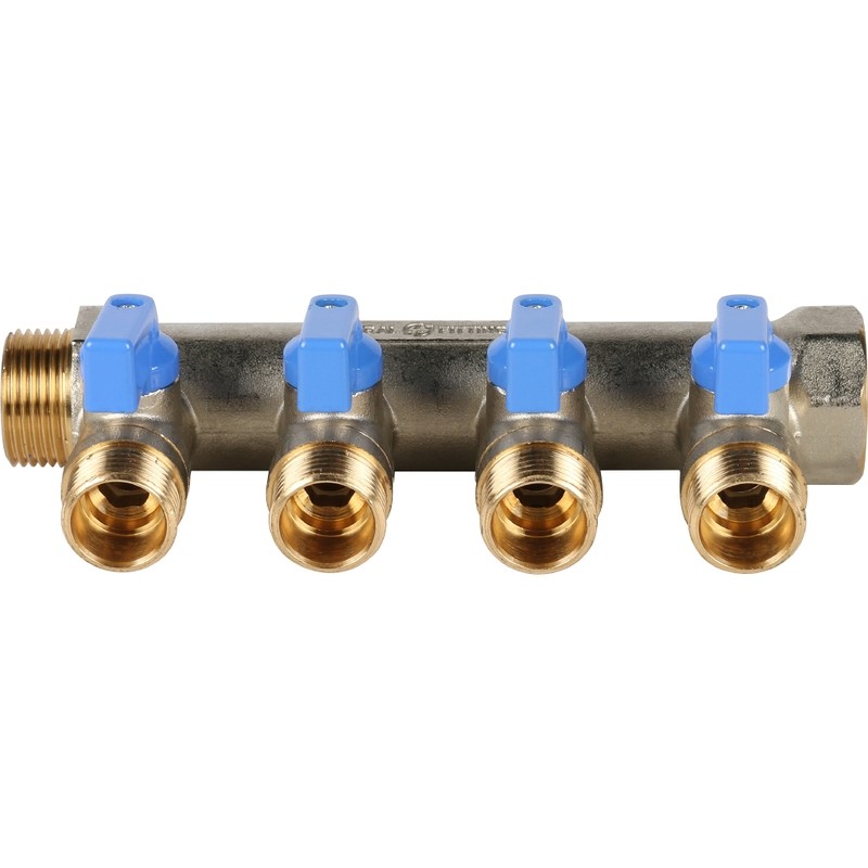 Коллектор с шаровыми кранами Stout SMB 6201 341204 на 4 выхода 1/2 дюйма 