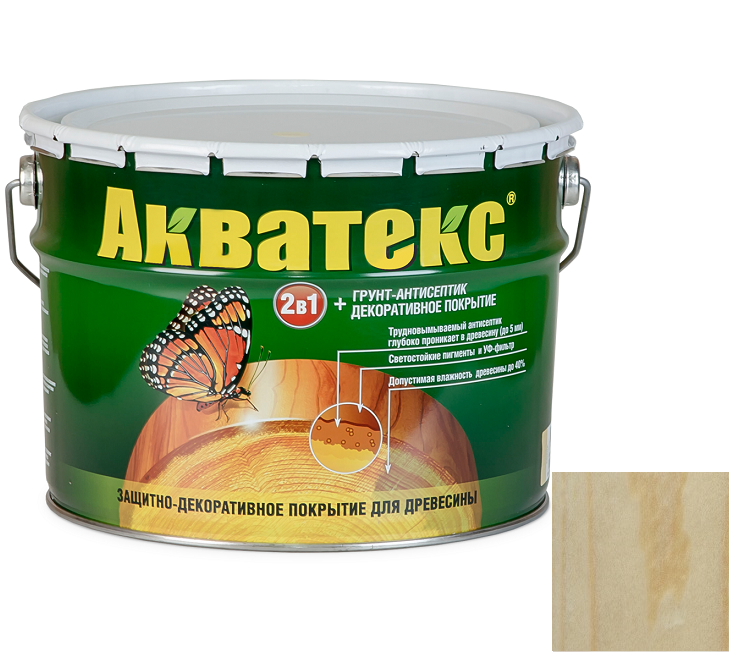 Грунт-антисептик для древесины Акватекс бесцветный 9 л