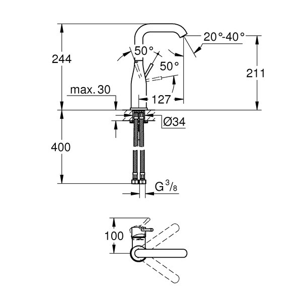 Смеситель для раковины Grohe Essence+ 23541001