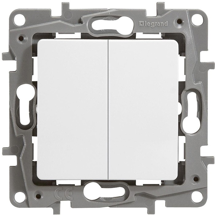 Механизм переключателя Legrand Etika 672212 двухклавишный белый