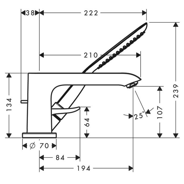 Смеситель на борт ванны Hansgrohe Metris 31190000