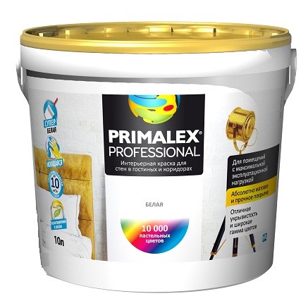 Краска интерьерная Primalex Professional база белая 10 л