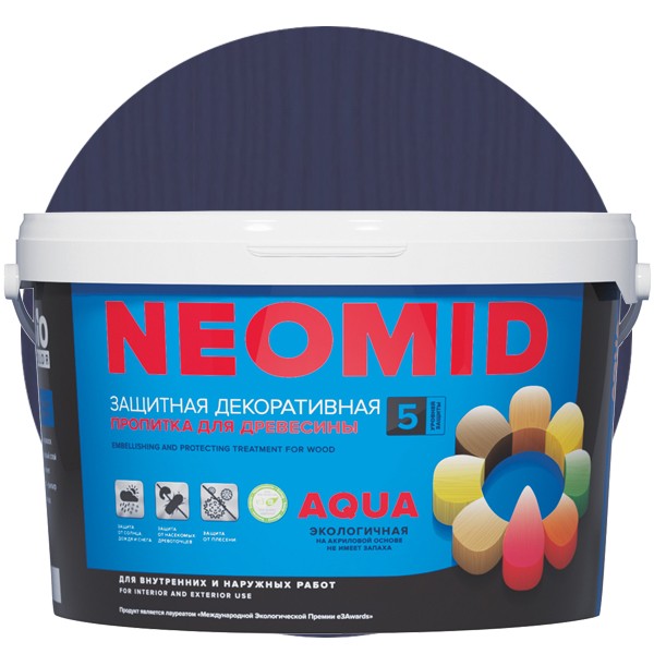 Пропитка для древесины Neomid Bio Color Aqua Голубая ель 9 л