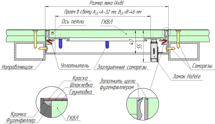 Люк сантехнический Гиппократ под покраску 600х600 мм