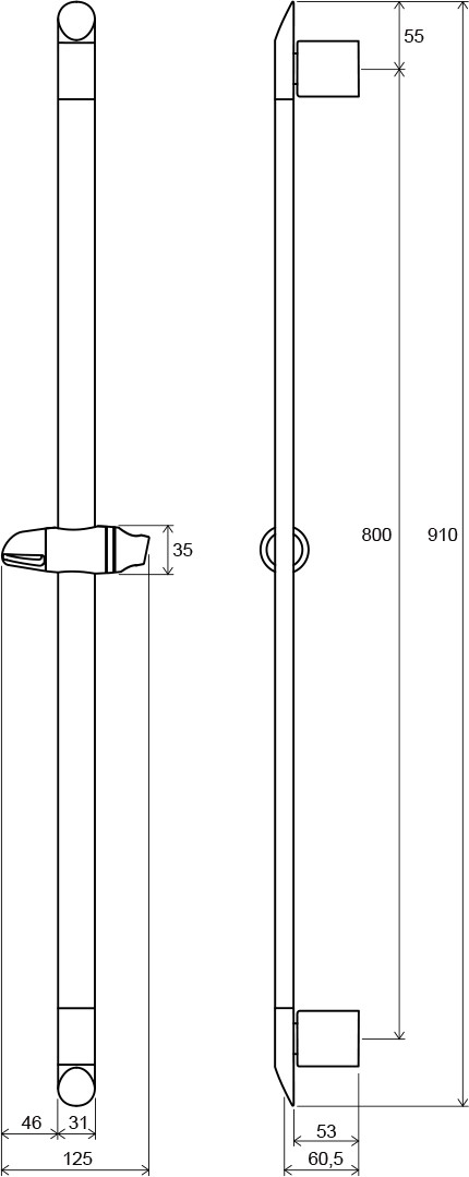 Душевая штанга Ravak X07P014 973.00 900 мм