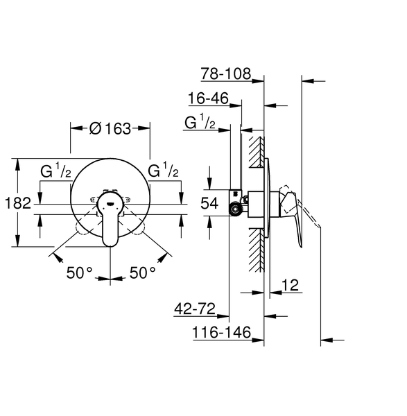 Смеситель для душа Grohe BauEdge 29078000