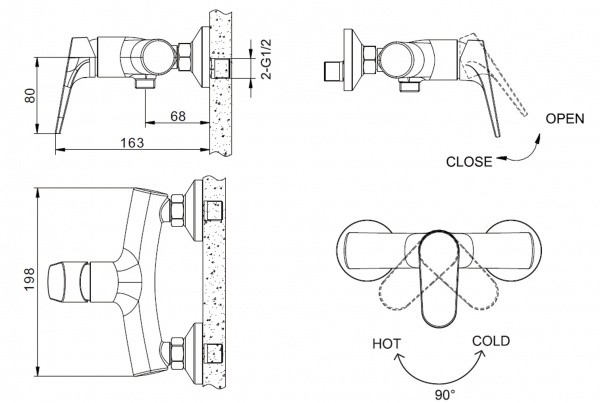 Смеситель для душа Bravat Eler F9191238CP-01-RUS