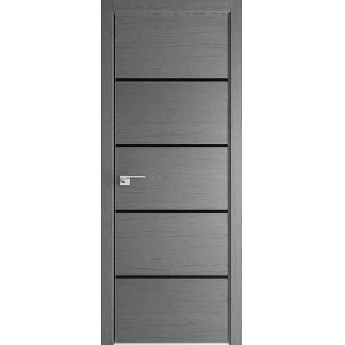 Дверное полотно Profil Doors 20ZN экошпон Грувд серый стекло черный лак 2000х600 мм с врезкой под магнитный замок и скрытые петли
