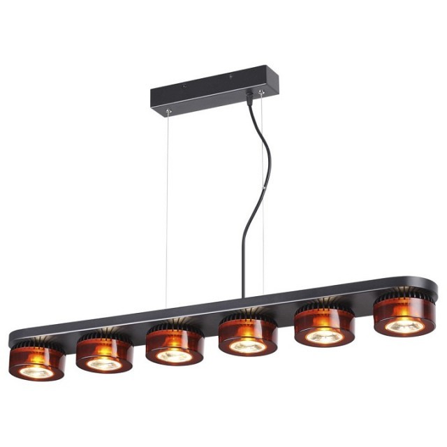 Светильник подвесной светодиодный Odeon Light Vivace 3818/60L черный c коньячным 6х10W 220V
