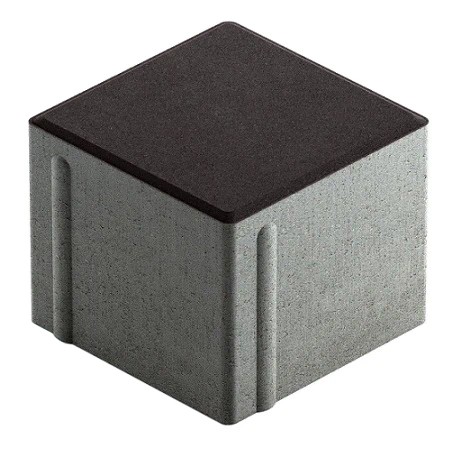 Тротуарная плитка Steingot Сити 80 из серого цемента с частичным прокрасом квадрат черная 100х100х80 мм