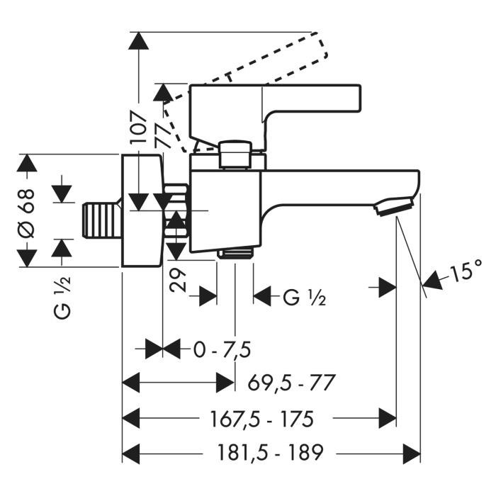 Смеситель для ванны Hansgrohe Metris S 31460000