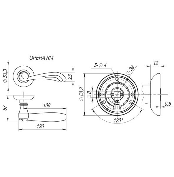 Ручка дверная Fuaro Opera RM AB/GP-7
