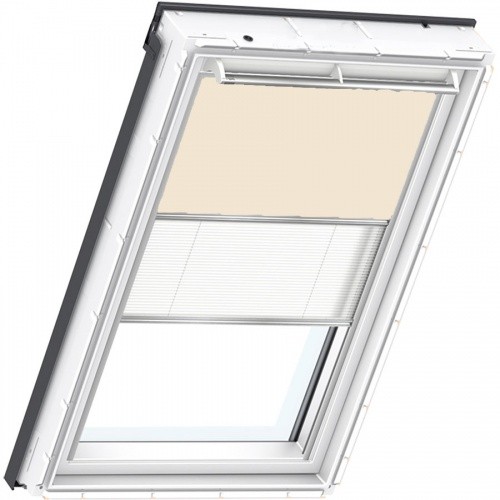 Штора рулонная Velux DFD Дуо 1085 бежевая/белая (M08) 78х140 см на направляющих