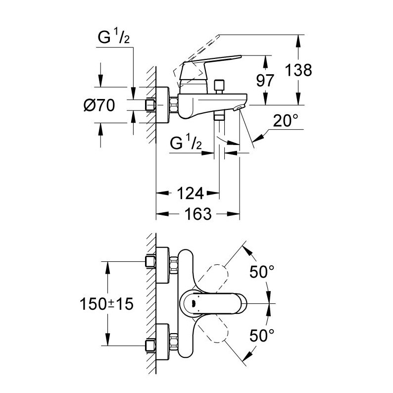 Смеситель для ванны Grohe Eurosmart Cosmopolitan 32831000