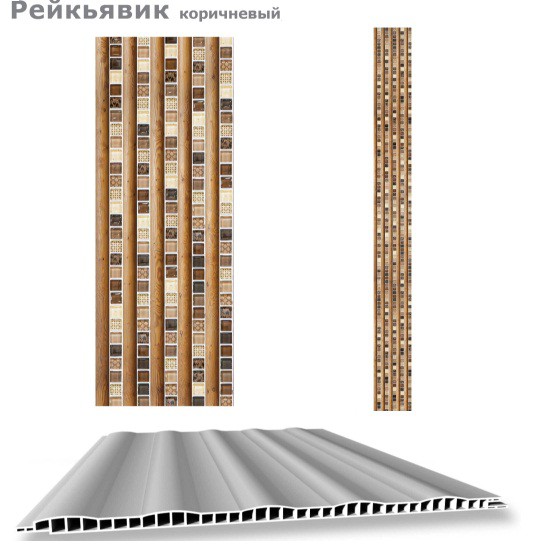 Стеновая панель ПВХ Кронапласт Unique Рейкьявик коричневый фигурная 2700х250 мм
