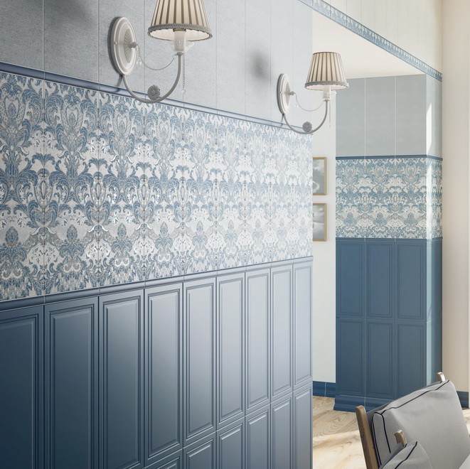 Плинтус керамический Kerama Marazzi FMC013 Лувр синий 200х100 мм