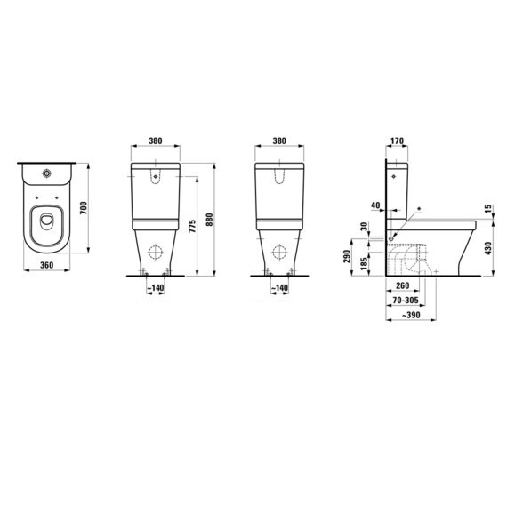 Унитаз-компакт Laufen LB3 8.2468.4.000.000.1