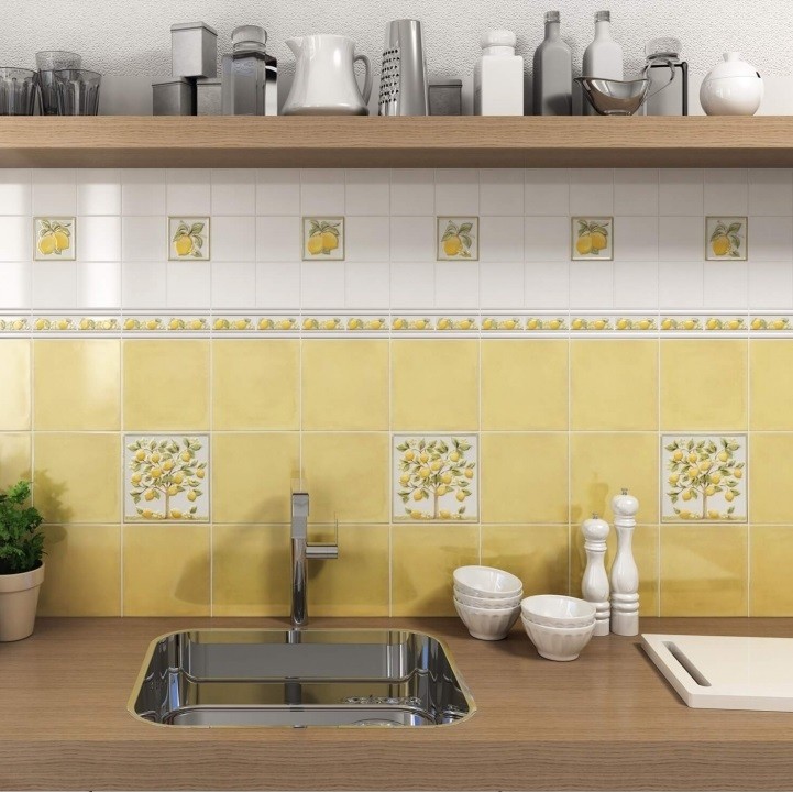 Вставка керамическая Kerama Marazzi TLA003 Капри Лимончики 99х99 мм