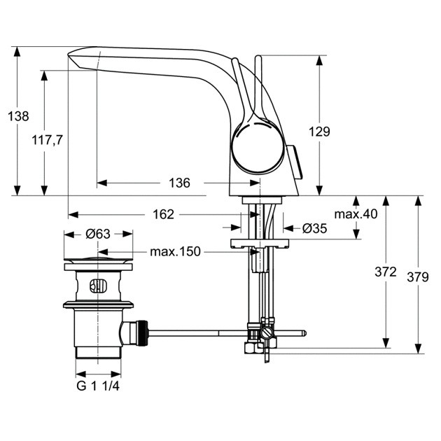 Смеситель для умывальника Ideal Standard Melange A4260AA