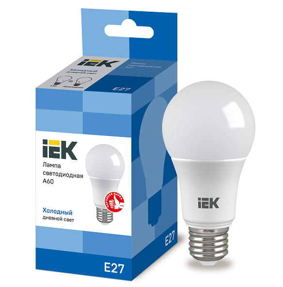 Лампа светодиодная IEK Eco A60 7W Е27 6500К 