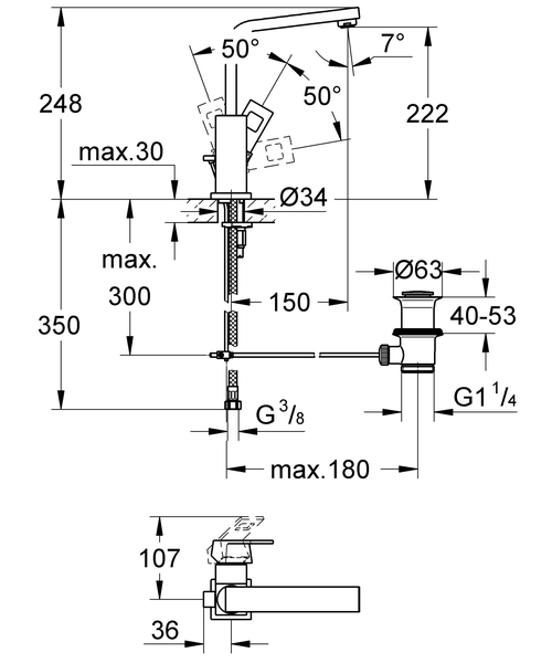 Смеситель для раковины Grohe Eurocube 2313500E