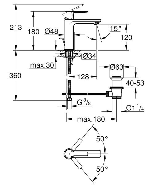Смеситель для раковины Grohe Lineare New 32114001