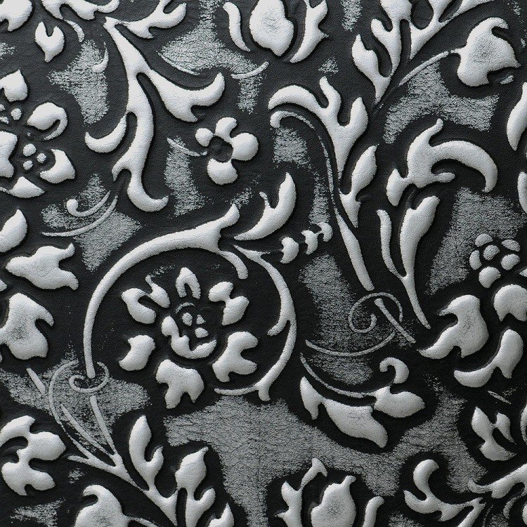 Стеновая панель Sibu Leather Line Floral Black Silver 2612х1000 мм самоклеящаяся