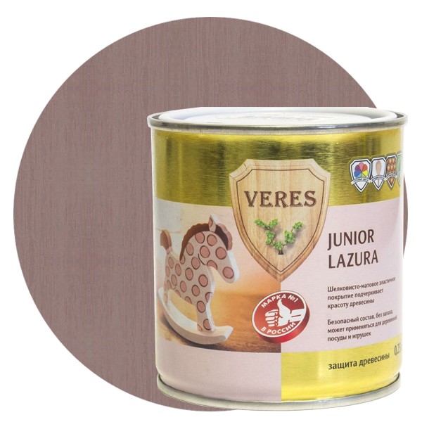 Пропитка для древесины Veres Junior Lazura №18 серо-коричневая 0,25 л