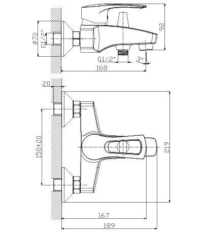 Смеситель для ванны Rossinka T40-31