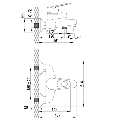 Смеситель для ванны Lemark Luna LM4102C