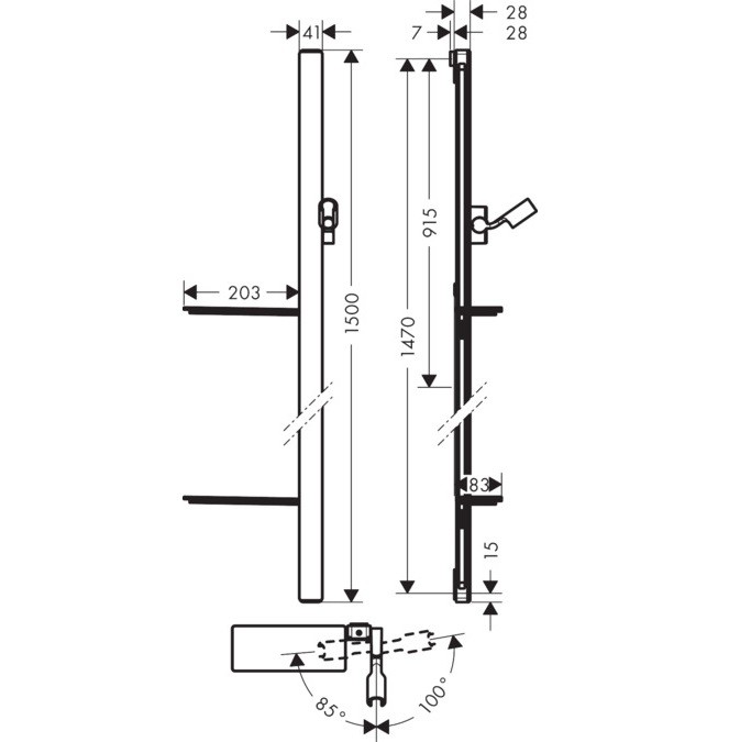 Душевая штанга Hansgrohe Unica E 27645400 1500 мм