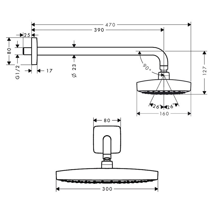 Верхний душ Hansgrohe Raindance Select E 300 27385400
