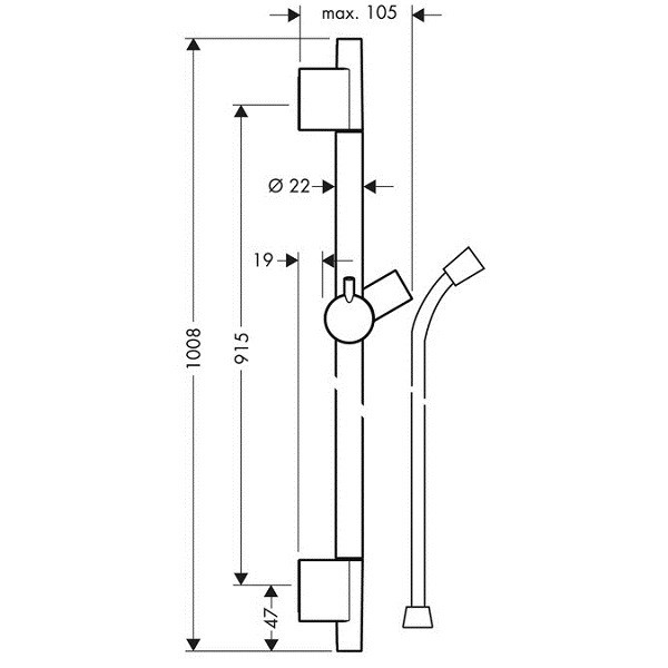 Душевая штанга Hansgrohe Unica S Puro 28631000 900 мм