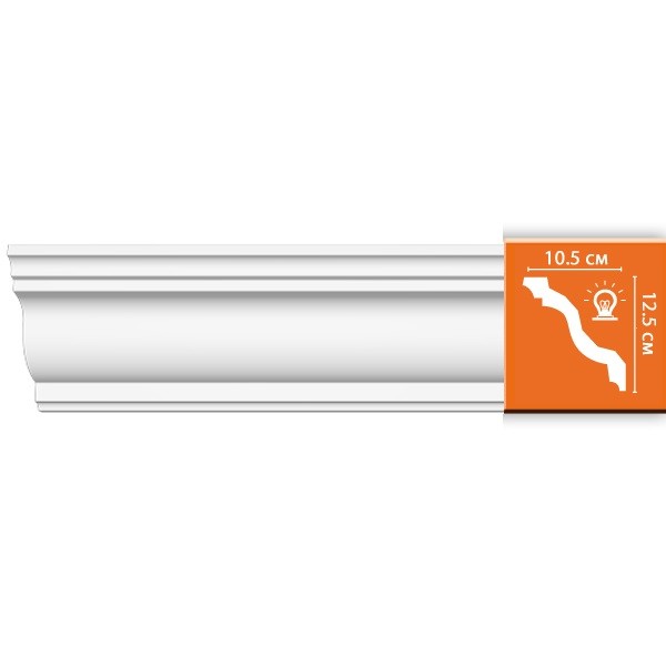 Плинтус потолочный полиуретановый Decomaster DP-2212F 2400х105х125 мм