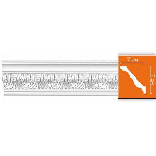 Плинтус потолочный полиуретановый Decomaster 95622 2400х70х70 мм